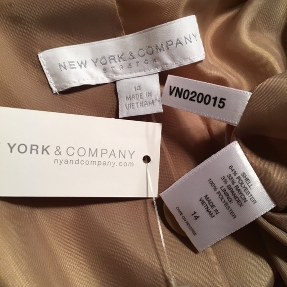 𝅺new YORK & COMPANY STRETCH Career Blazer Jacket, CAMEL, NWT, Size 14 - Picture 3 of 9